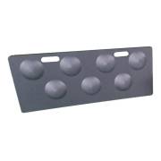 Dimpled rebound board seen from the front at an angle, on a white background