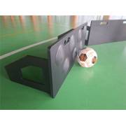 Side view of the open frame that props the dimpled board at an angle