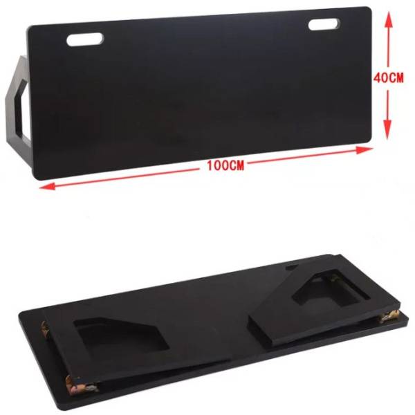 Supplier drawing of the board, 100 cm wide and 40 cm high, standing and folded flat